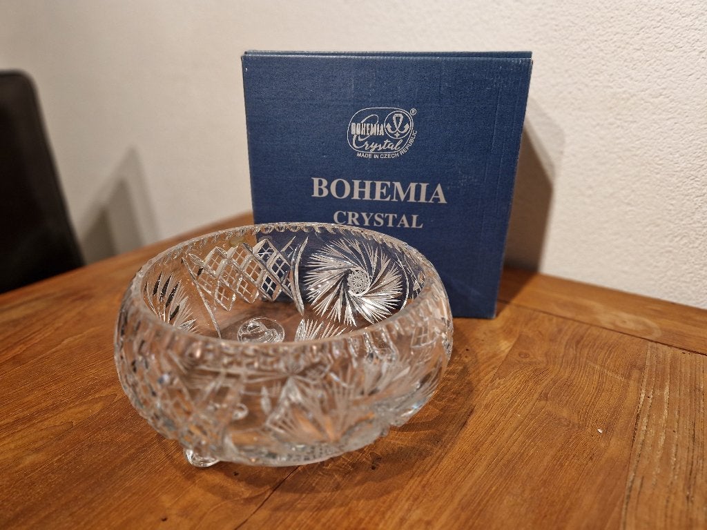 vintage kristallen fruitschaal bohemia kristal in doos, Antiek en Kunst, Antiek | Glas en Kristal, Ophalen of Verzenden