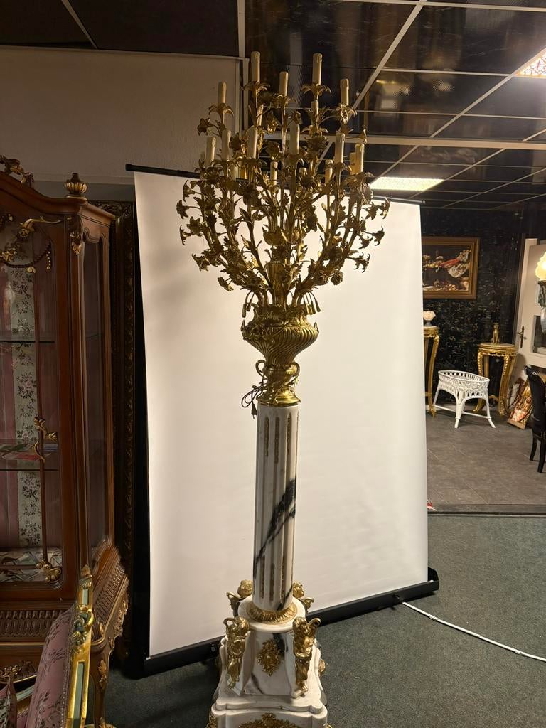 Staande kasteel lamp marmer brons, Ophalen of Verzenden, Zo goed als nieuw