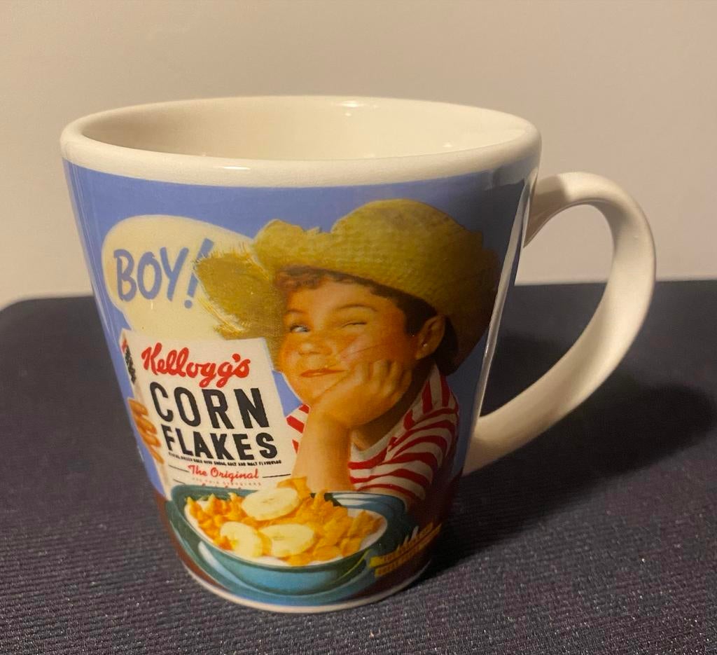 Kellogg's Corn Flakes Mok - Jongen met Strohoed, Huis en Inrichting, Ophalen, Overige materialen, Zo goed als nieuw, Overige stijlen