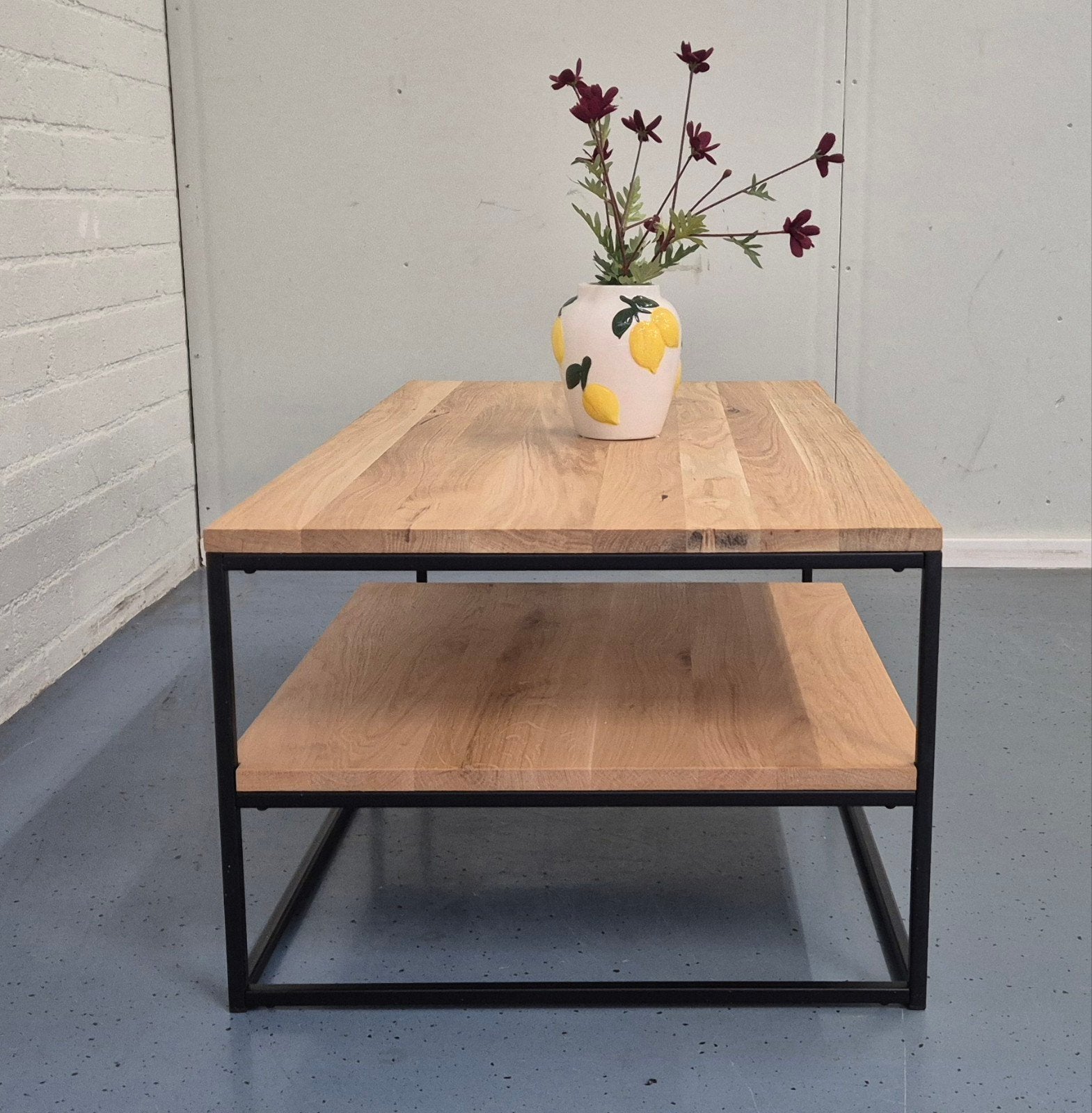 NIEUWE SALONTAFEL EIKEN/STAAL 110x60 | DIRECT LEVERBAAR, Ophalen, 100 tot 150 cm, ., Eikenhout