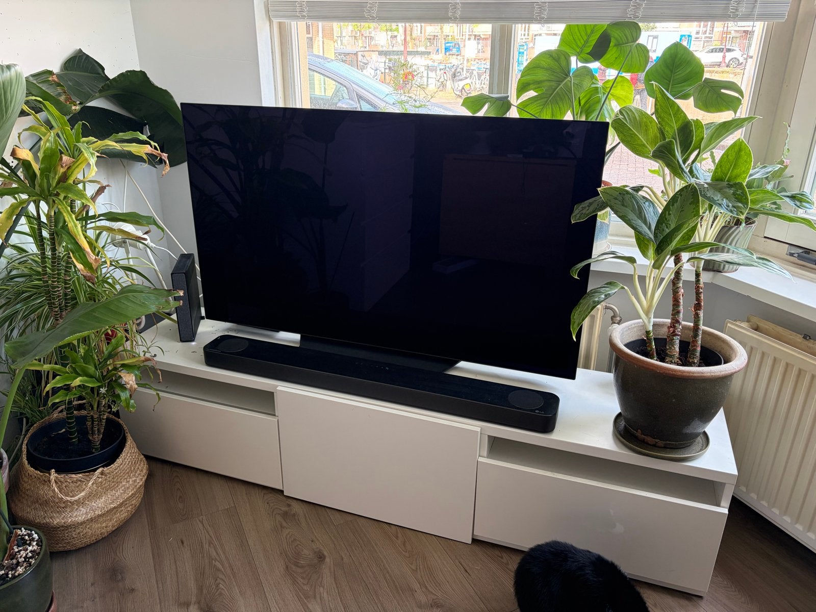 Modern wit tv-meubel - 180x40x39cm, Ophalen, Gebruikt, 150 tot 200 cm, Minder dan 100 cm