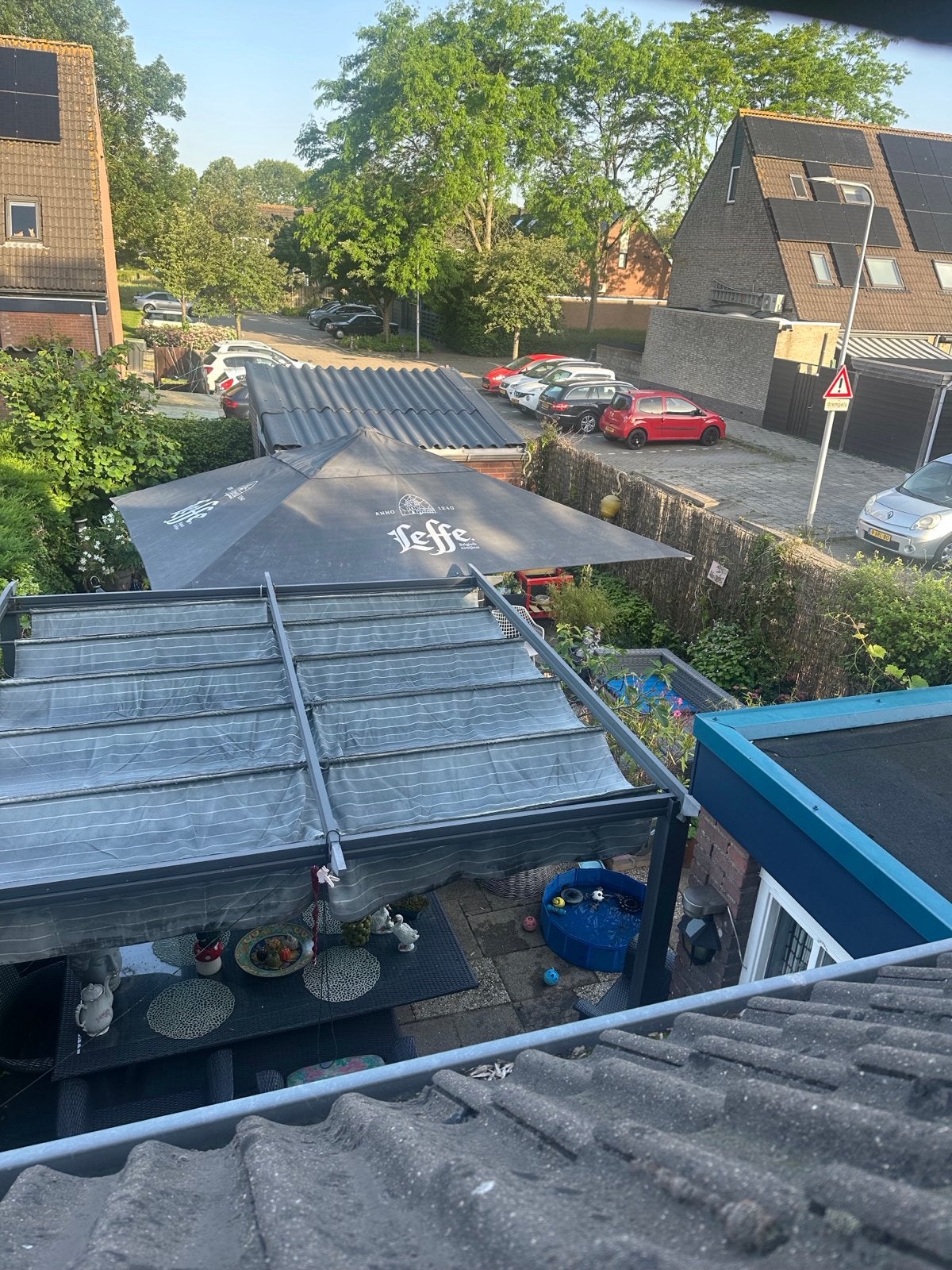 Grote horeca parasol zware kwaliteit, Ophalen of Verzenden, Gebruikt, Meer dan 4 meter, Stokparasol