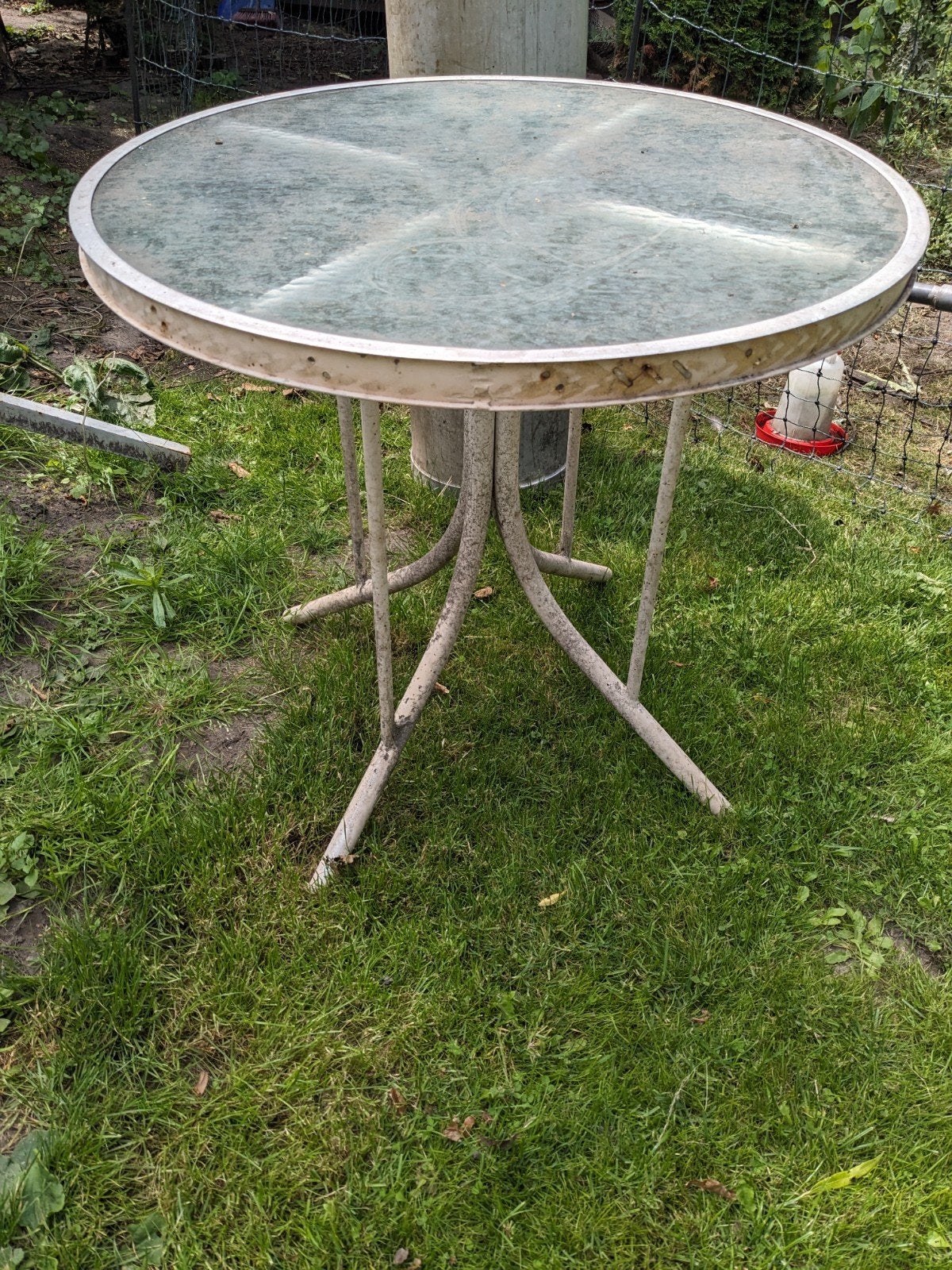 Ronde tuintafel met glazen blad, Tuin en Terras, Tuintafels, Ophalen, Gebruikt, Rond