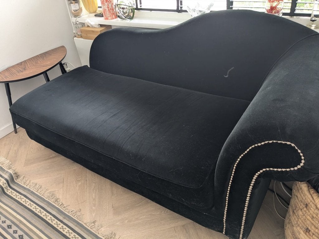 Franse Maisons du Monde Méridienne – Zwart Velours, Huis en Inrichting, Ophalen, 150 tot 200 cm, Franse klassieke / boutique hotel uitstraling