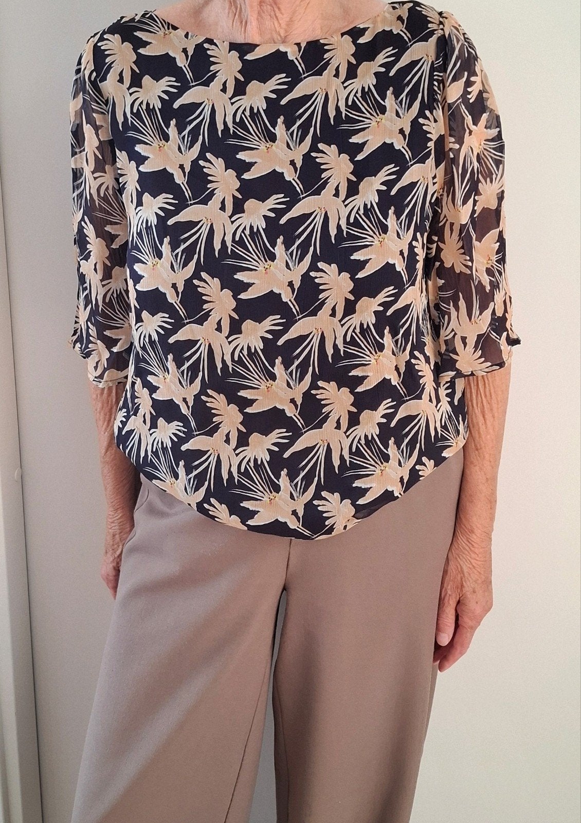 POM Amsterdam blouse met bloemenprint - Maat M, Maat 38/40 (M), POM Amsterdam, Blauw, Ophalen of Verzenden