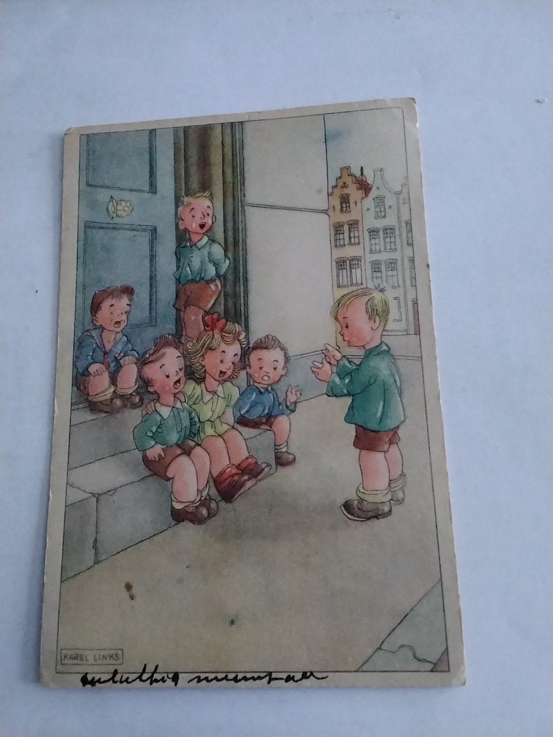Oude ansichtkaart Karel Links - Spelende kinderen, Ophalen of Verzenden, 1920 tot 1940, Gelopen