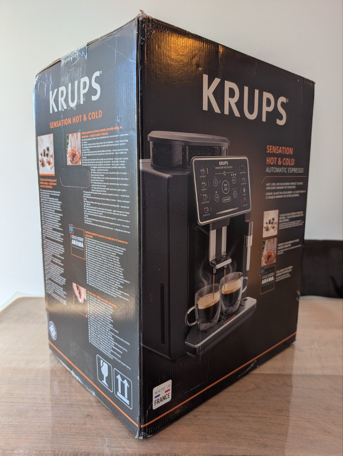 Krups Sensation Hot & Cold Automatische Espressomachine, Espresso apparaat, Nieuw, 2 tot 4 kopjes, Afneembaar waterreservoir