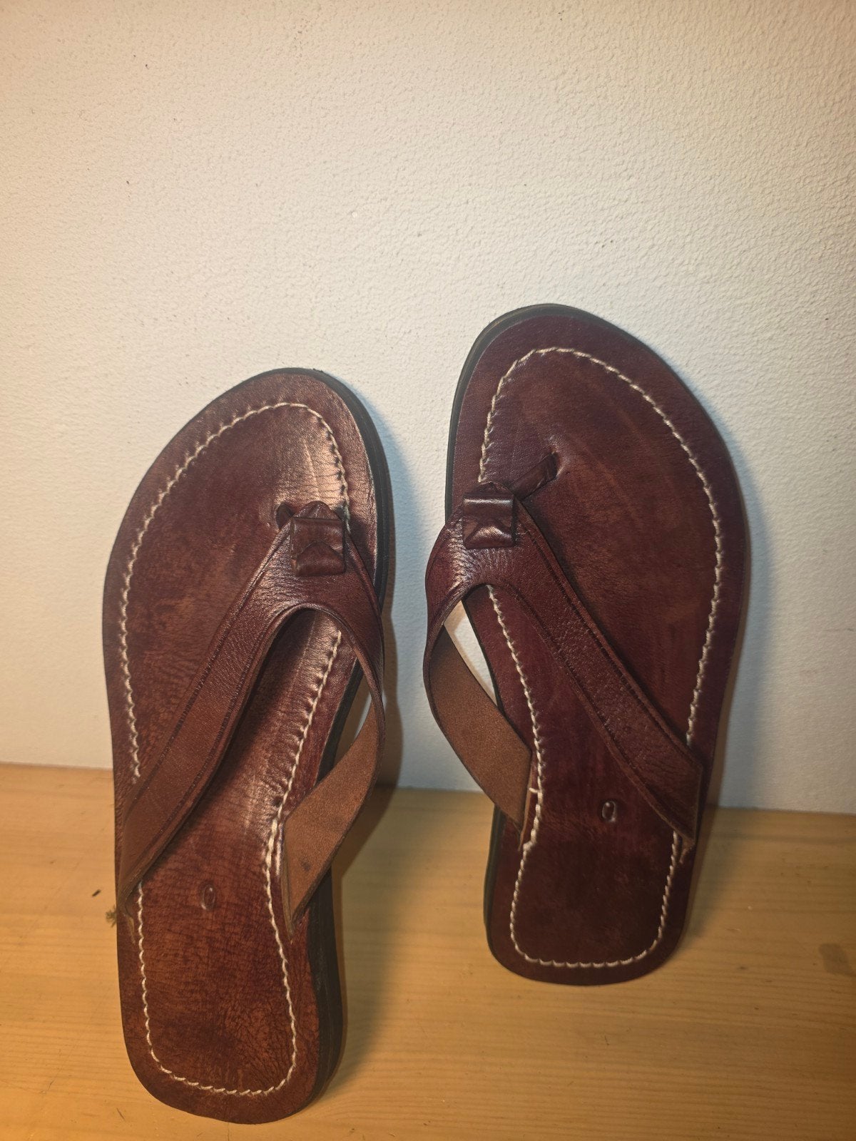 Bruine leren slippers - Maat 40, Ophalen of Verzenden, Gedragen, Bruin, Slippers