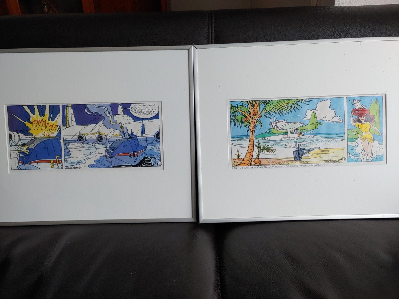 2 originele tekeningen Henk Kuijpers 1992 - Franka, Ophalen of Verzenden, Tekening, Gemengde techniek, Ingelijst