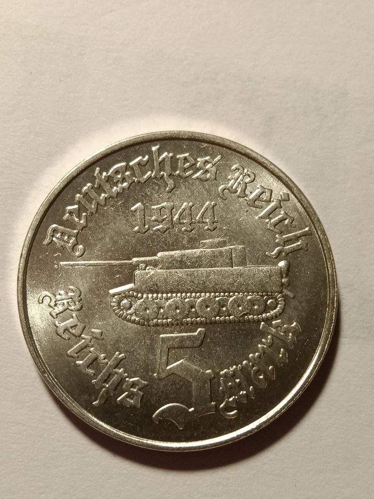 Vijf reichsmark 1944 Adolf Hitler, Ophalen of Verzenden, Duitsland