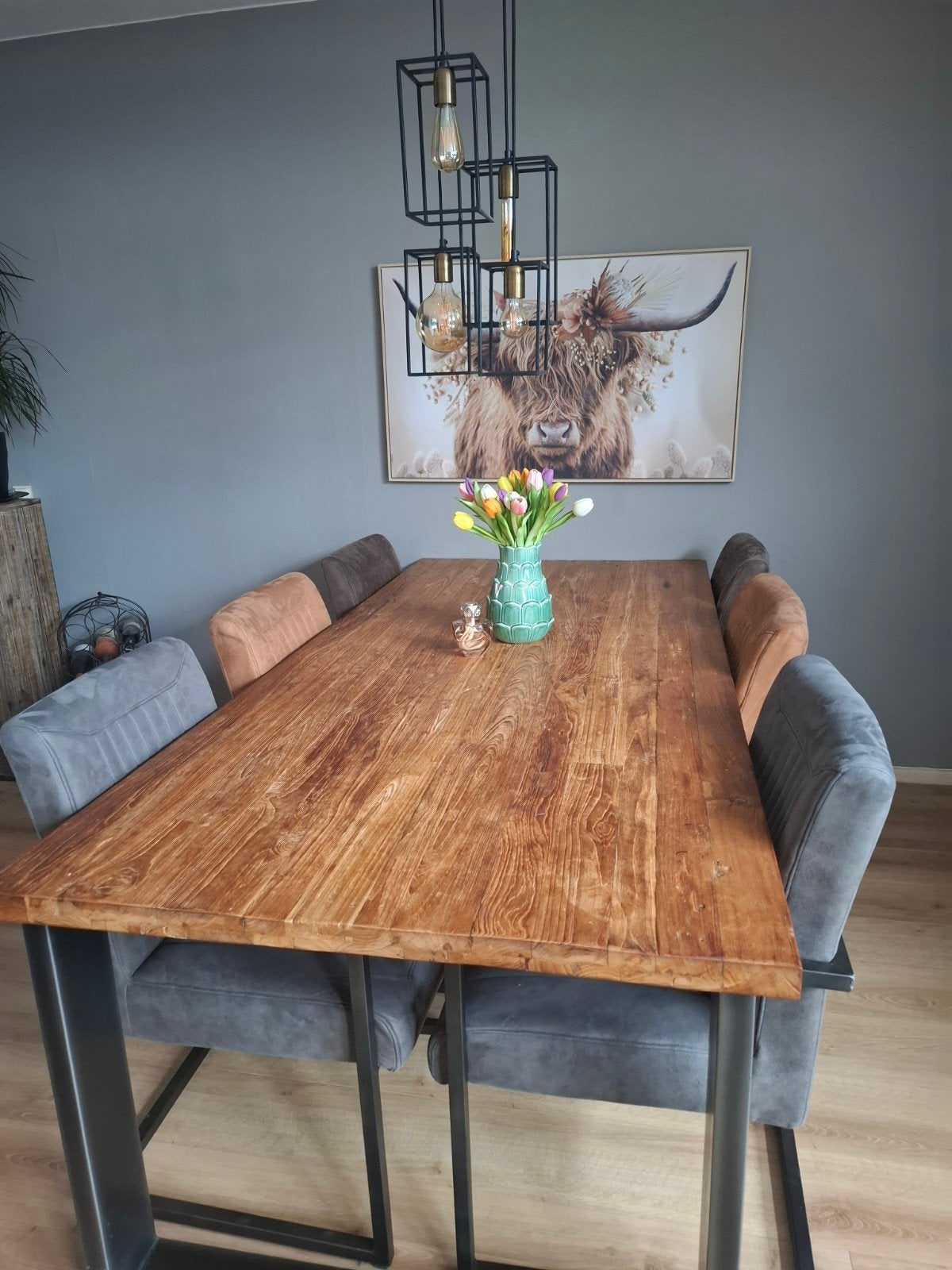 Eettafel Romaro en stoelen van Pronto Wonen, Huis en Inrichting, Tafels | Eettafels, Gebruikt, 100 tot 150 cm, Industrieel, Modern