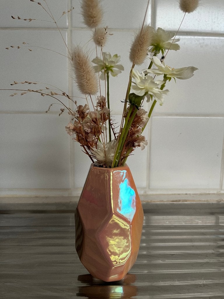 Daan Kromhout Geometrische Vaas + Stijlvol Droogboeket, Overige materialen, Geschikt voor droogbloemen, Ophalen of Verzenden, Zo goed als nieuw