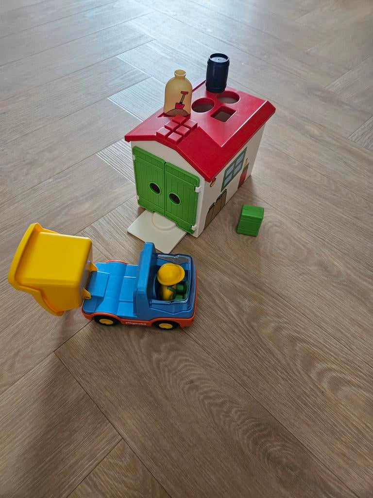 Playmobil 123 Garage met kiepwagen en figuur, Ophalen of Verzenden, Gebruikt