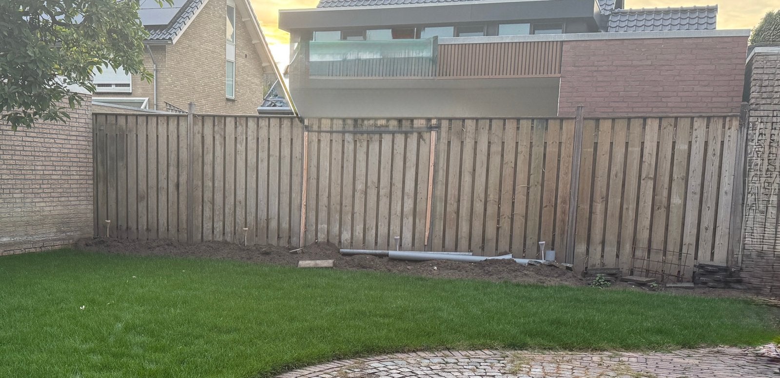 Schutting ca 9,2meter, Tuin en Terras, Tuinpoorten, Ophalen, 200 cm of meer, Zo goed als nieuw, Hout