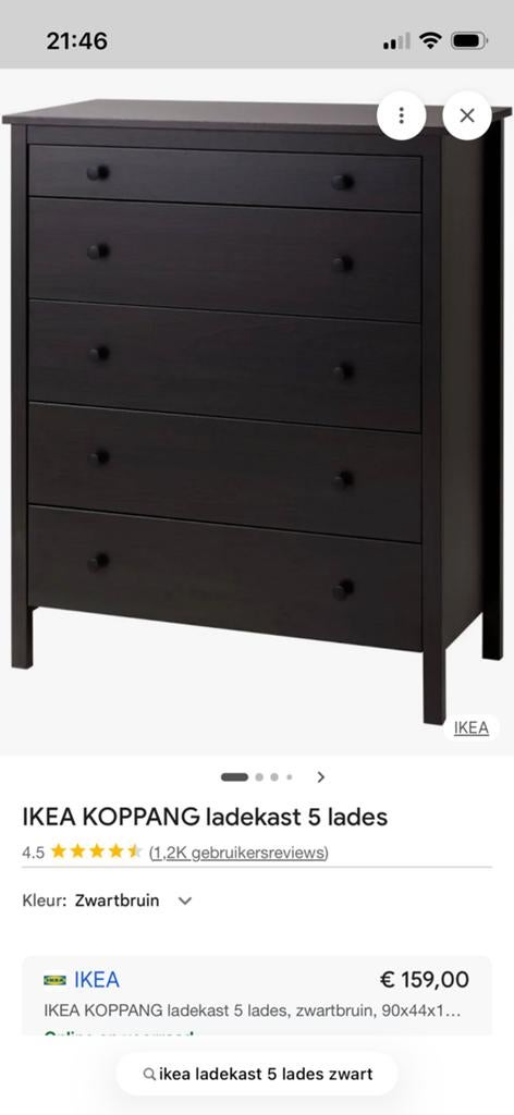 Ikea kast koppang, Ophalen, 5 laden of meer, 100 tot 150 cm, Zo goed als nieuw