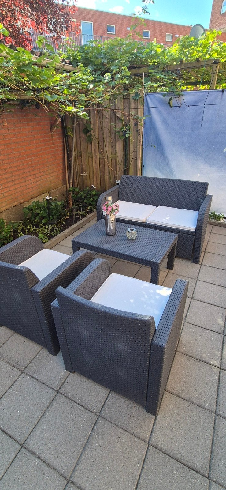 Wicker Loungeset met 2 Stoelen, Bank en Salontafel, Tuin en Terras, Ophalen, 4 zitplaatsen, Gebruikt, Bank
