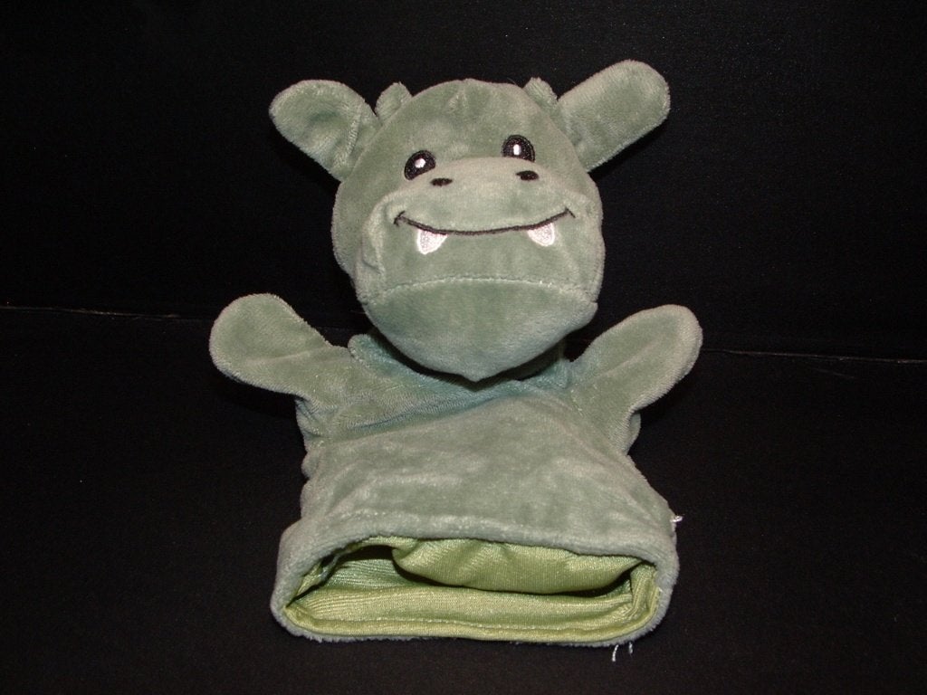 ZEEMAN DINO HANDPOP VELOURS GROEN MET ZWART, Verzenden, Nieuw, Overige typen