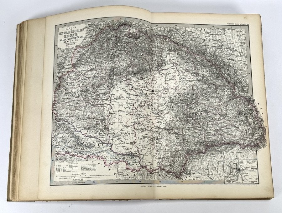 345. Adolf Stieler’s Handatlas van Justus Perthes – 19e eeuw, Antiek en Kunst, Kunst | Tekeningen en Foto's, Ophalen, Kaart, Gemengde techniek