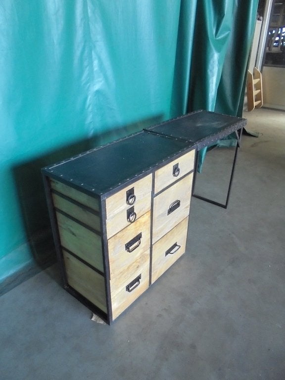 Industrieel bureau zeer uniek exemplaar, Ophalen, Zwart, Metaal, 153 cm
