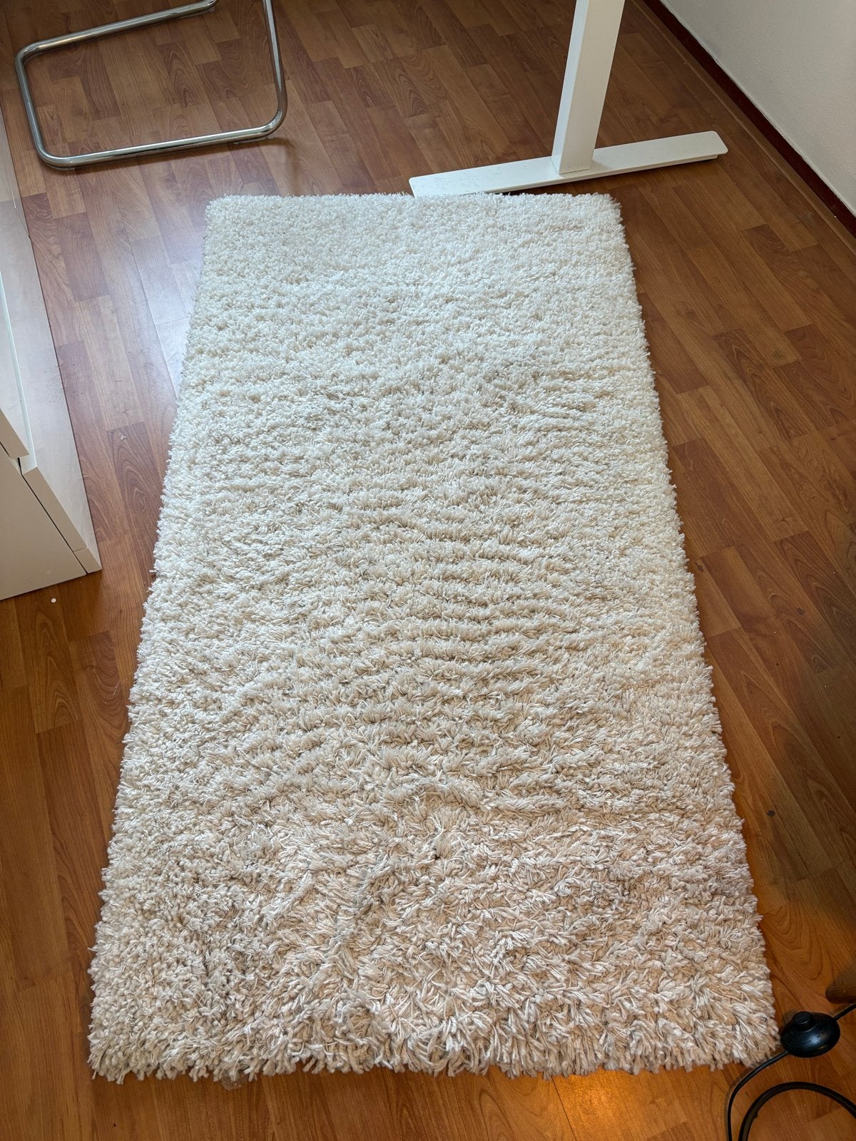 IKEA VOLLERSLEV hoogpolig vloerkleed, wit, 80x150 cm, Huis en Inrichting, Stoffering | Tapijten en Kleden, Ophalen, Gebruikt, 100 tot 150 cm