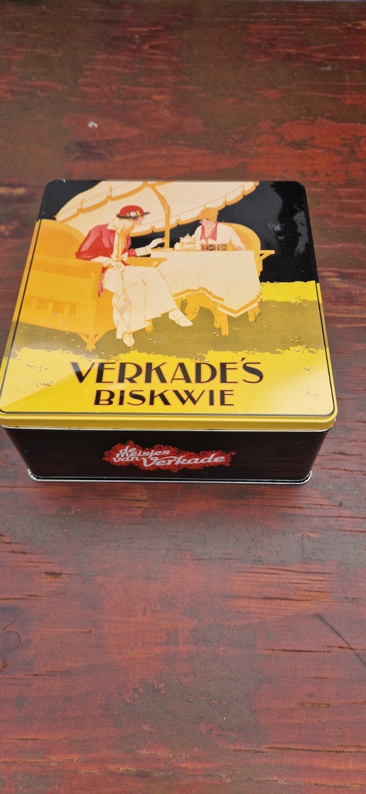 Vintage Verkade's Biskwie blik - De Meisjes van Verkade, Verzamelen, Ophalen of Verzenden, Gebruikt, Koek(jes), Verkade