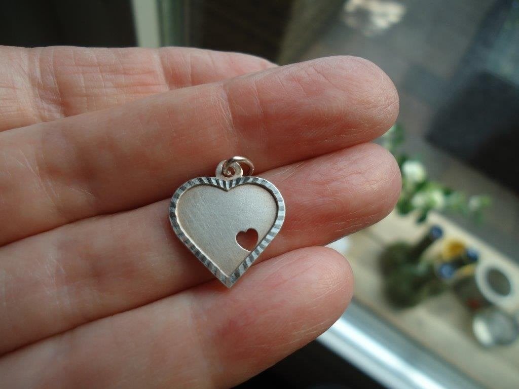 mooie echt zilveren hanger hart graveerplaatje gemerkt, Ophalen of Verzenden, Zo goed als nieuw, Hart, Zilver