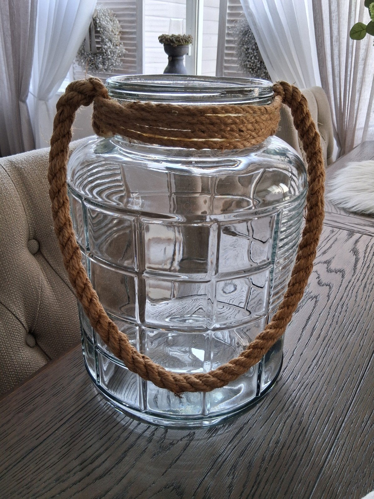 Pot of Vaas van Glas met touw  of windlicht, Ophalen, Glas