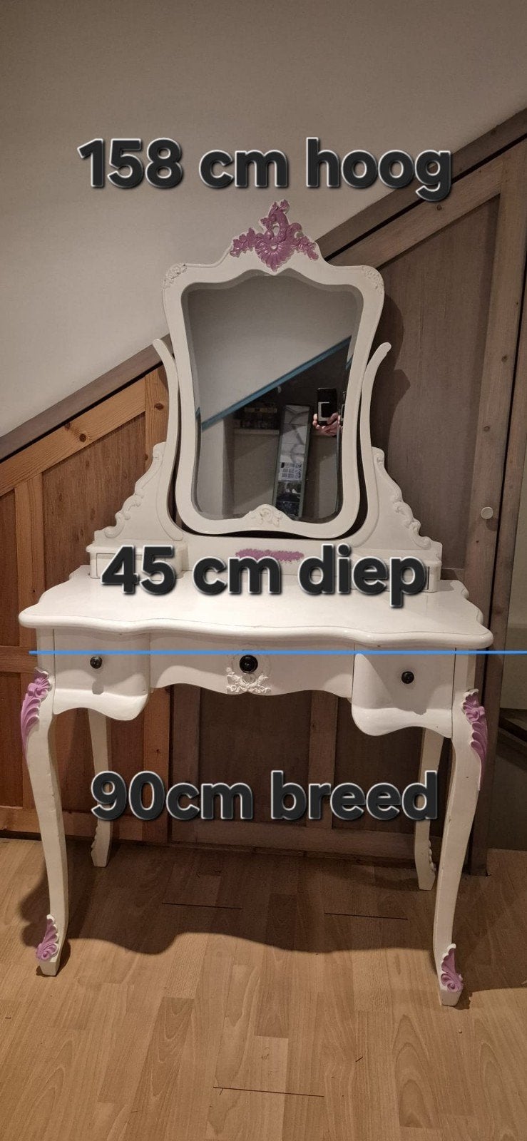 kaptafel met spiegel, Ophalen, Gebruikt, 50 tot 100 cm, 150 tot 200 cm