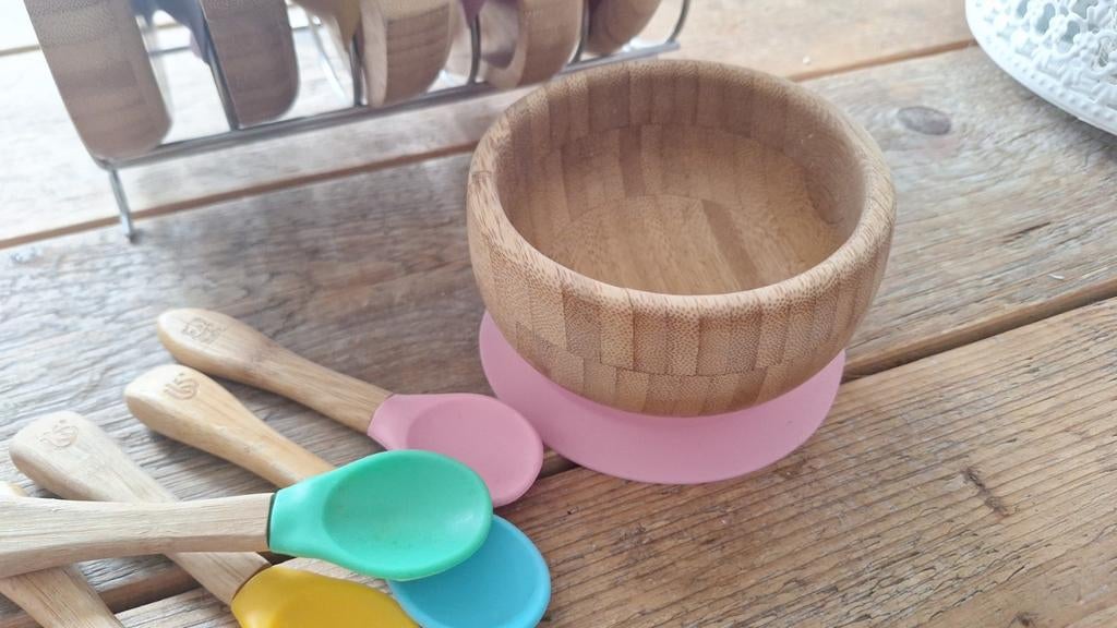 Bamboo bamboo kinder servies set, Ophalen of Verzenden, Zo goed als nieuw, Overige typen