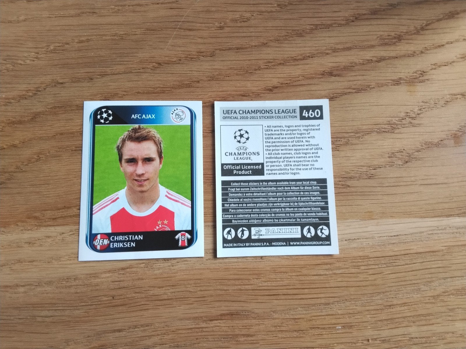 Christian Eriksen Panini Sticker Champions League 2010/2011, Ophalen of Verzenden, Zo goed als nieuw, Ajax, Poster, Plaatje of Sticker