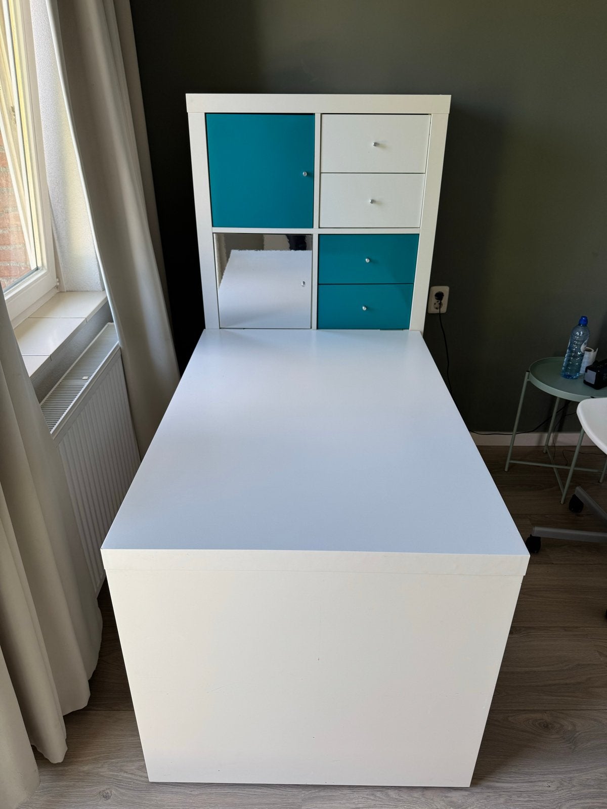 IKEA Bureau met Kallax opbergkast, Ophalen, Opbergruimte, Spaanplaat of MDF, Zo goed als nieuw