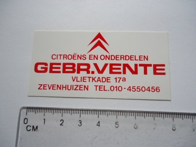 sticker oud Citroen 2cv VENTE Zevenhuizen 2-cv eend oldtimer, Verzenden, Zo goed als nieuw, Bedrijf of Vereniging