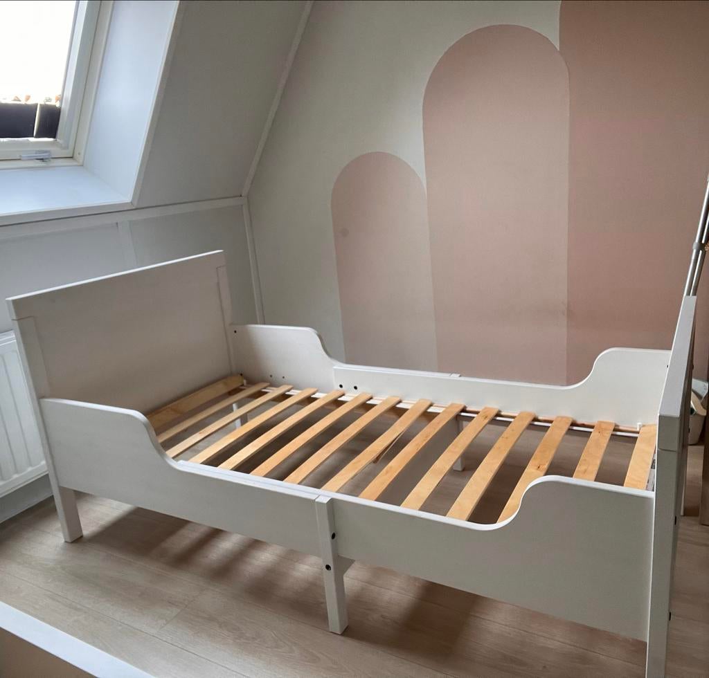 Wit ikea kinderbed Sundvink met lattenbodem, Ophalen, Gebruikt, 70 tot 85 cm, Lattenbodem