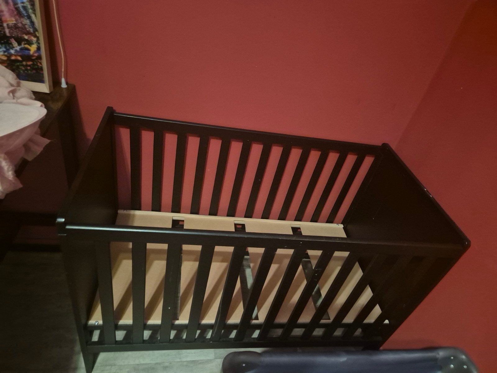 Ledikant - Zwart, Ophalen, Zo goed als nieuw, Minder dan 140 cm, Matras