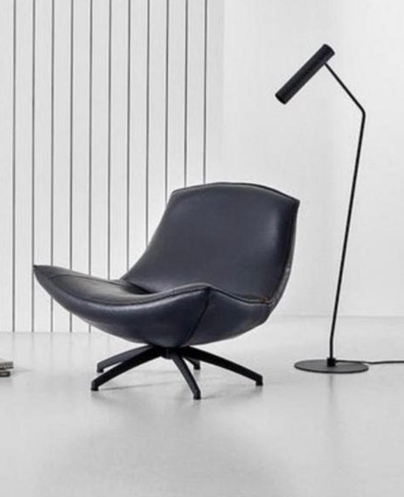 2 Tulipano Enzo Luca leren design fauteuils als nieuw, Ophalen, Twee, Zwart, Leer