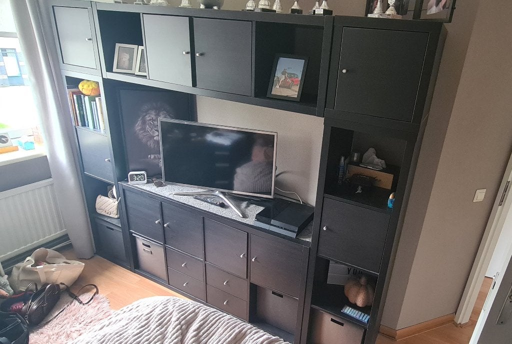 Mooi zwart wandmeubel, Ophalen, Met lade(s), Zo goed als nieuw, 25 tot 50 cm