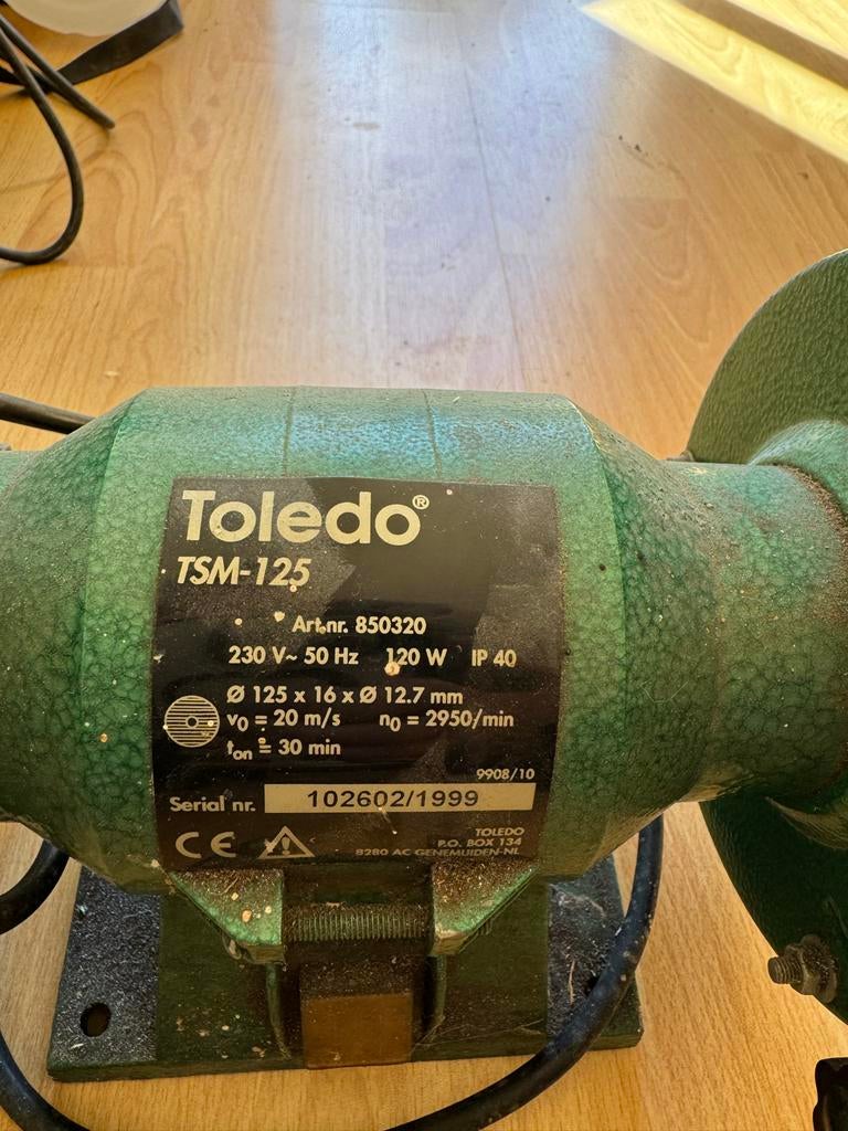 Toledo TSM-125 Werkbankslijpmachine - 120W, Doe-het-zelf en Verbouw, Gereedschap | Slijpmachines, Ophalen, Gebruikt, Minder dan 700 watt