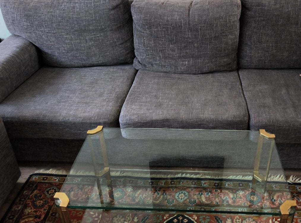 Vintage Peter Ghyczy salontafel - glas en messing, Ophalen of Verzenden