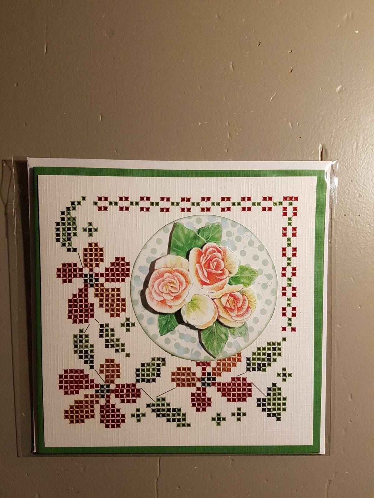 Kaartje hobbydots sparkles oranje/roze bloemen, Ophalen of Verzenden, Nieuw, Overige thema's