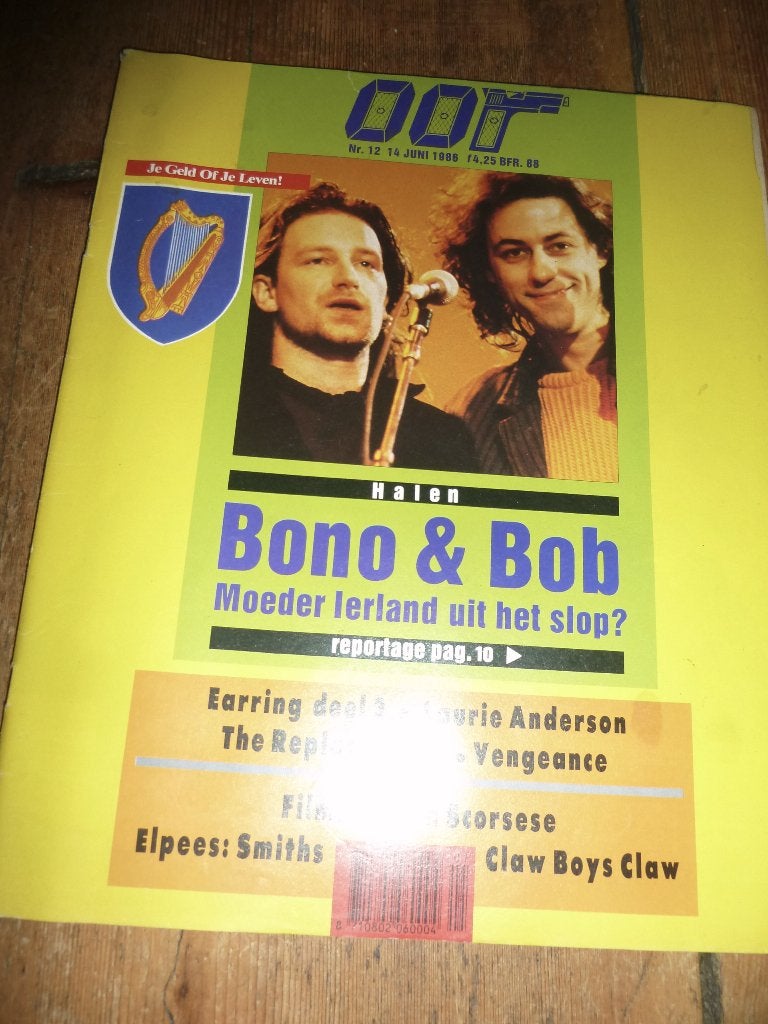 artiest U2 op cover - OOR muziekblad - 14 juni 1986, Ophalen of Verzenden, Zo goed als nieuw, Foto of Kaart
