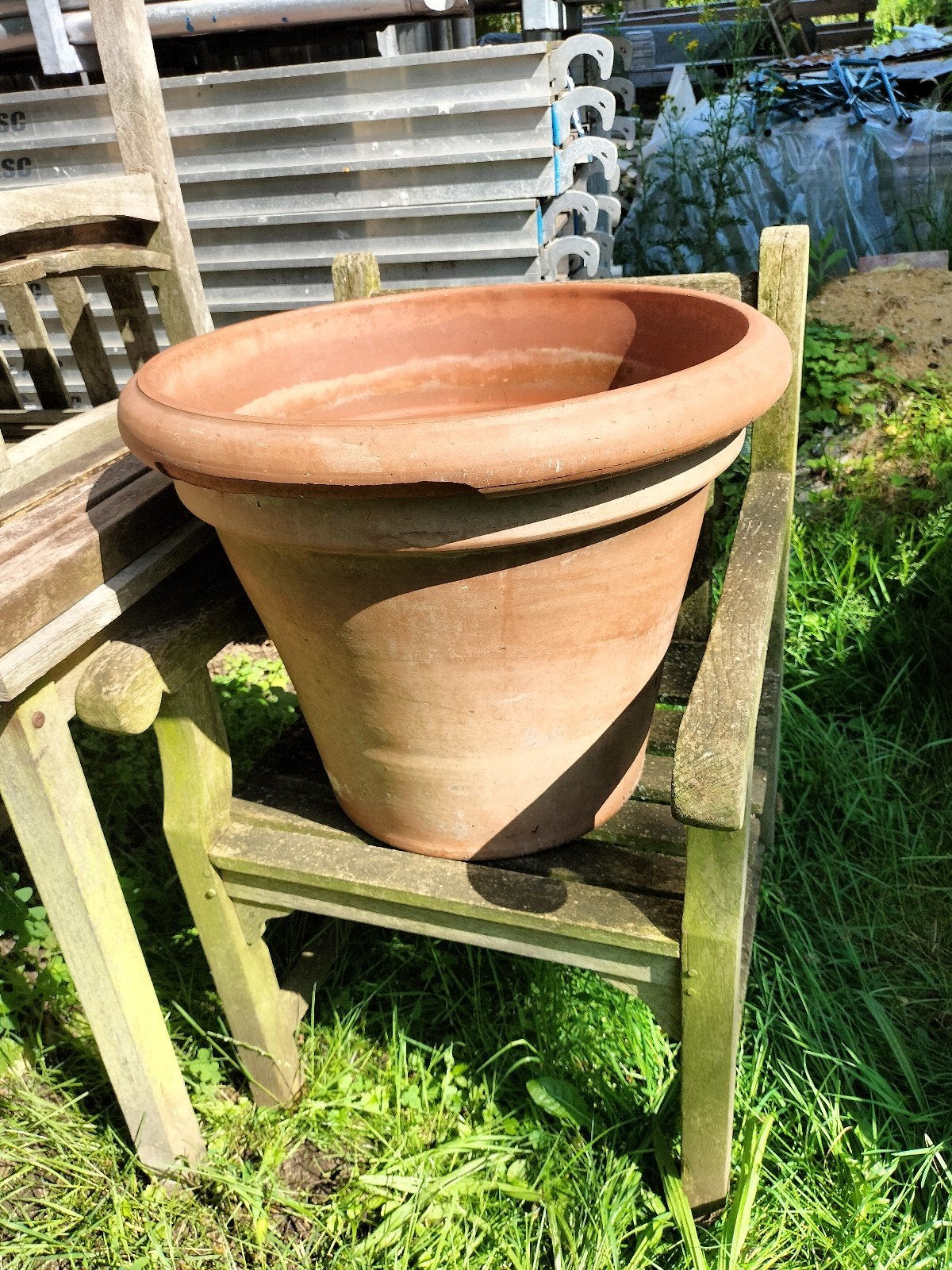 Zeer grote oude terracotta bloempot - Made in Italy, Ophalen, Rond, Balkon, Minder dan 40 cm