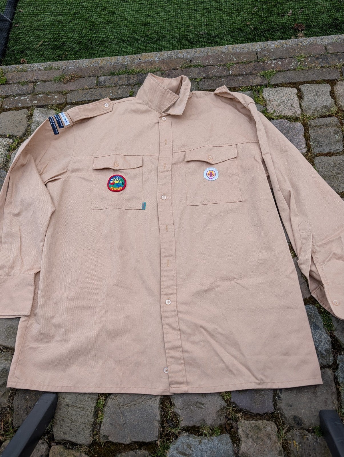 Scouting blouse beige, maat 40. Scouts, gidsen, verkenners, Ophalen of Verzenden, Gebruikt, Kleding
