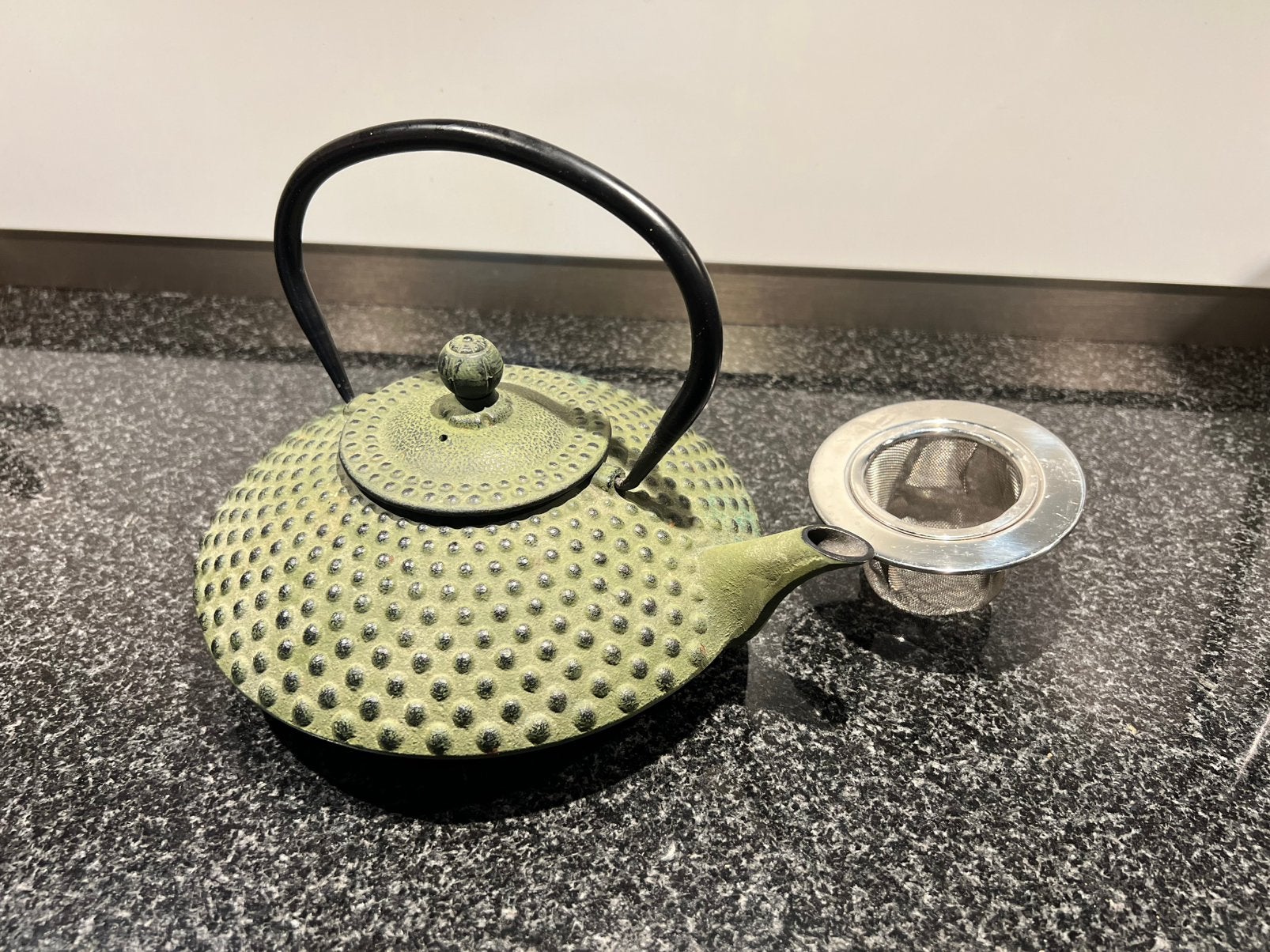 Bredemeijer groene gietijzeren theepot, Theepot/fluitketel, Bredemeijer, Ophalen of Verzenden, Metaal