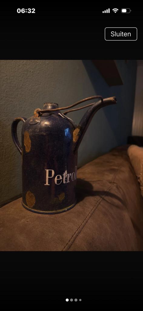 Oud petroleum kannetje, Antiek en Kunst, Antiek | Emaille, Ophalen of Verzenden