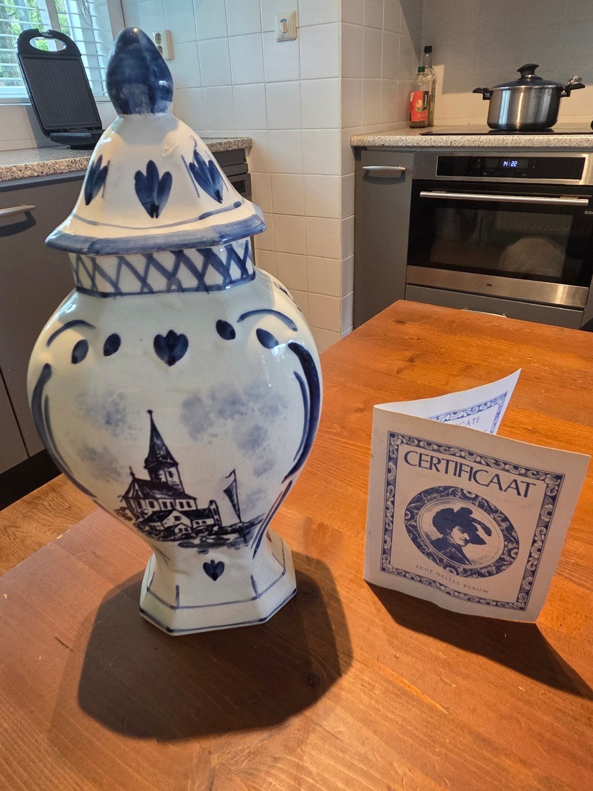 Handgeschilderde Delfts Blauwe Vaas met Certificaat, Ophalen