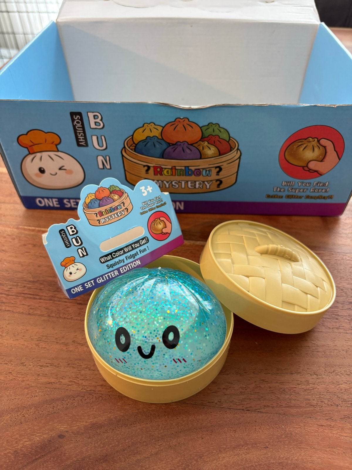 Squishy Dumpling Glitter Blauw - Fidget Speelgoed, Ophalen of Verzenden, Nieuw, Jongen of Meisje