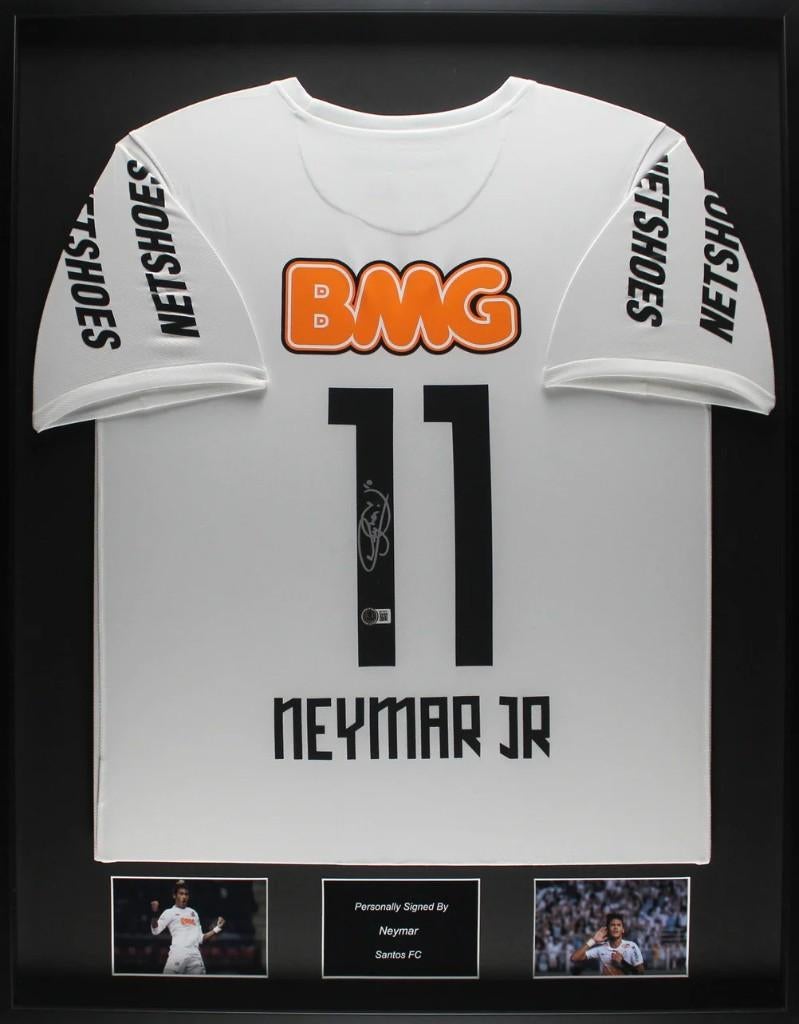 Neymar Santos 12/13 Ingelijst gesigneerd Thuis Shirt, Buitenlandse clubs, Soccersignings.nl, Shirt, Nieuw