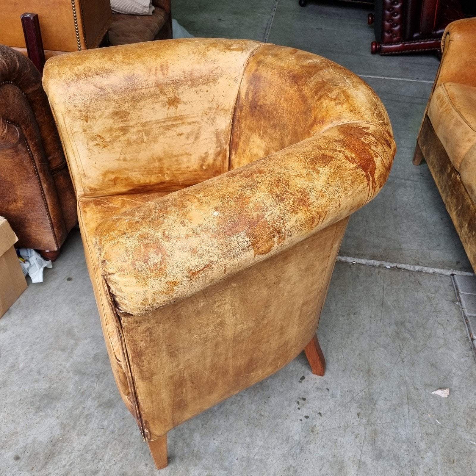 Club fauteuil schapenleer + BEZORGING GRATIS, Gebruikt, ., Ophalen of Verzenden, .