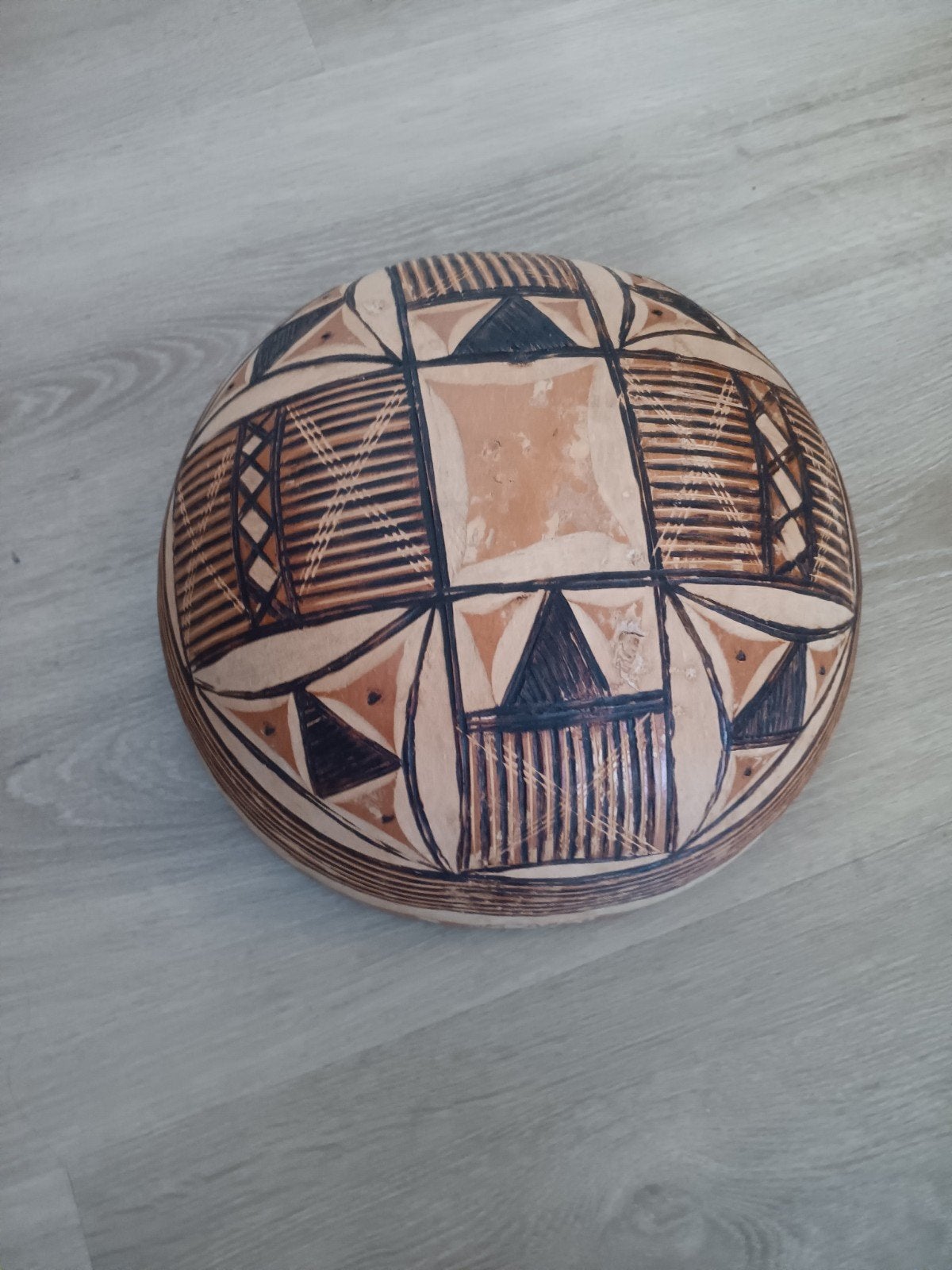 Kalebas met Geometrische Versieringen, tribale kunst, Ophalen of Verzenden
