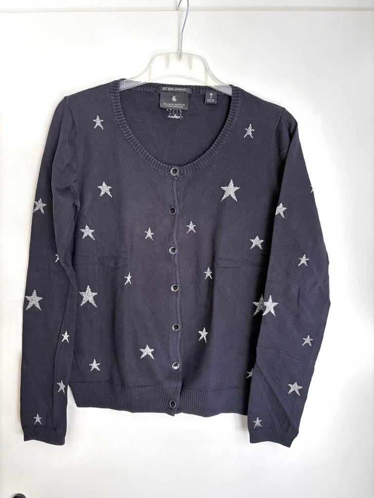 Blauw vestje met zilveren sterren, Maison Scotch (maat 3), Ophalen of Verzenden, Gedragen, Maat 38/40 (M), Blauw